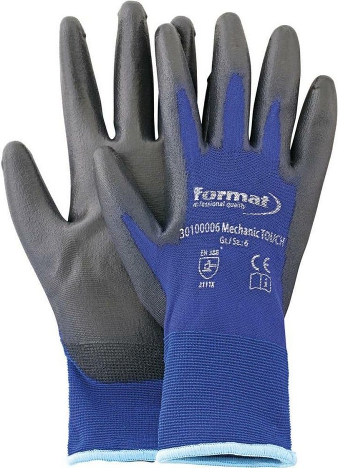 FORMAT Arbeitshandschuhe 10 Paar FORMAT Montagehandschuh MechanicTOUCH blau/schwarz von FORMAT