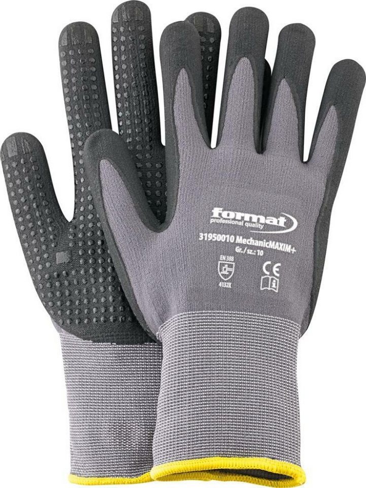 FORMAT Arbeitshandschuhe 12 Paar FORMAT Montagehandschuh Maxim mit Noppen Gr.8 Arbeitshandschuh von FORMAT