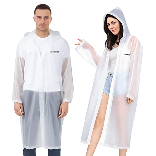 FORMIZON 2 Stück Regenponcho, Regenponcho Wiederverwendbarer, Transparent Regenmantel mit Kapuze, Wasserdicht Regencape Atmungsaktiv Regenjacke Damen Herren für Konzert, Wandern, Radfahren, Camping von FORMIZON