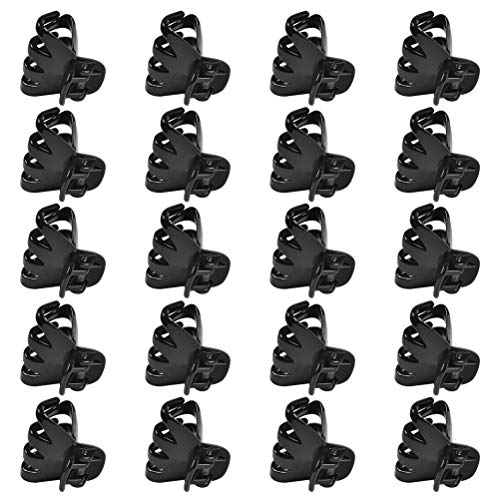 FOROREH 24pcs 3cm Kleine Haarkrallen Clips Mini Rutschfeste Octopus Haarkrallen Clip mit Griff Haarspangen Kopfbedeckungen für Kinder (Schwarz) von FOROREH