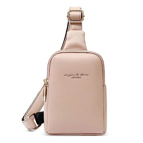 FORRICA Brusttasche Damen Mode Sling Bag Mädchen Kleine Crossbody Tasche PU Leder Schultertaschen Leicht Sling Rucksack für Reisen Draussen Reiten Rosa von FORRICA