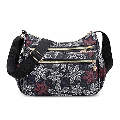 FORRICA Crossbody Tasche Damen Große Bunte Umhängetasche Frauen Leichte Nylon Schultertasche Multi Taschen Blatt von FORRICA