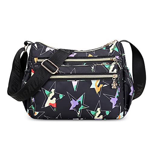 FORRICA Crossbody Tasche Damen Große Bunte Umhängetasche Frauen Leichte Nylon Schultertasche Multi Taschen Stern von FORRICA