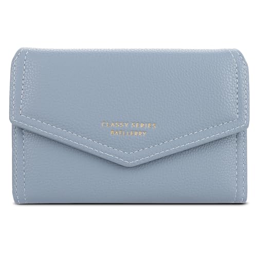 FORRICA Damen Geldbörse Elegant Kleine Brieftasche Reißverschluss Portemonnaie Multifunktion Kartenhalter Frauen PU Leder Geldbörsen Blau von FORRICA
