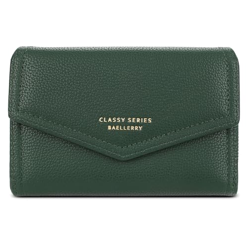 FORRICA Damen Geldbörse Elegant Kleine Brieftasche Reißverschluss Portemonnaie Multifunktion Kartenhalter Frauen PU Leder Geldbörsen Grün von FORRICA