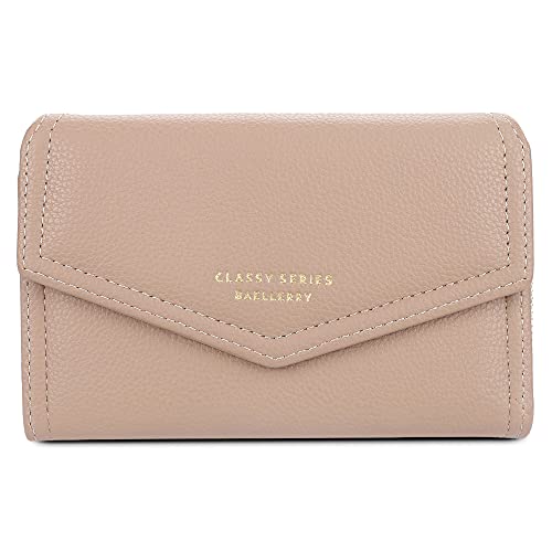 FORRICA Damen Geldbörse Elegant Kleine Brieftasche Reißverschluss Portemonnaie Multifunktion Kartenhalter Frauen PU Leder Geldbörsen Pink A von FORRICA