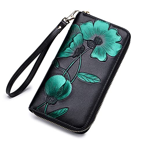 FORRICA Damen Geldbörse Leder Lange Brieftaschen Gross Rindleder Damengeldbörse Portemonnaie Frauen RFID Schutz Damen Reißverschluss Portmonee Grün FORRICA Damen Geldbörse Leder Lange Brieftaschen Gross Rindleder Damengeldbörse Portemonnaie Frauen RFID Schutz Damen Reißverschluss Portmonee Grün von FORRICA