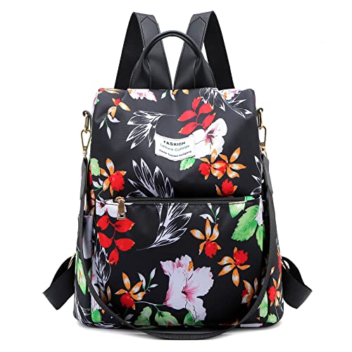 FORRICA Damen Rucksack Anti Diebstahl Schultertasche Mode Druck Oxford Tuch Schultasche Frauen Schulrucksäcke leicht Reiserucksack Blume C von FORRICA