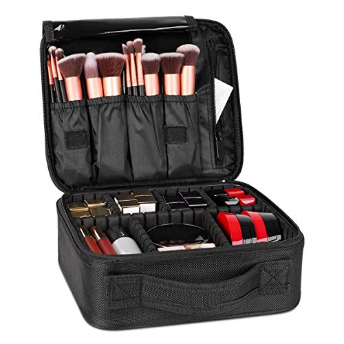 FORRICA Kosmetiktasche Damen Kosmetikkoffer Tragbar Kosmetik Organizer Travel Schminktasche Mädchen Frauen Makeup Koffer Make Up Tasche Schwarz von FORRICA