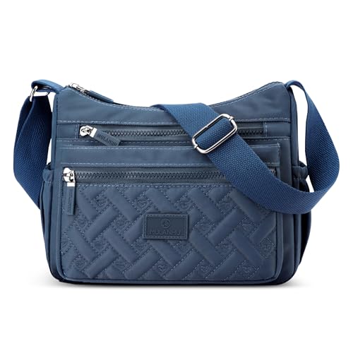 FORRICA Damen Umhängetasche Multi-Tasche Schultertasche Leicht Wasserabweisend Polyester Messenger Bag für Reisen Pendeln Blau von FORRICA