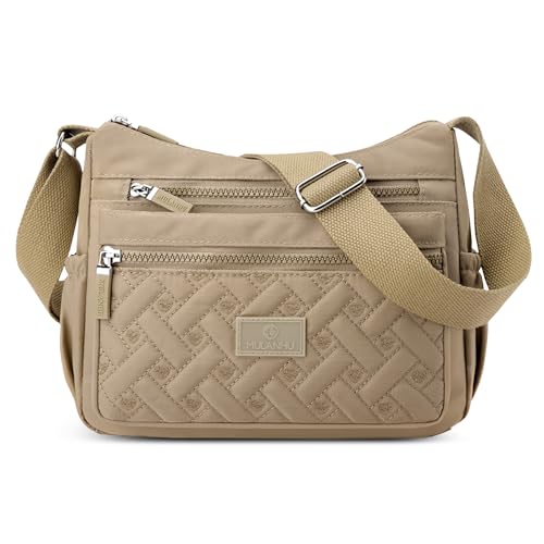 FORRICA Damen Umhängetasche Multi-Tasche Schultertasche Leicht Wasserabweisend Polyester Messenger Bag für Reisen Pendeln Khaki von FORRICA