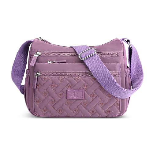 FORRICA Damen Umhängetasche Multi-Tasche Schultertasche Leicht Wasserabweisend Polyester Messenger Bag für Reisen Pendeln Lila FORRICA Damen Umhängetasche Multi-Tasche Schultertasche Leicht Wasserabweisend Polyester Messenger Bag für Reisen Pendeln Lila von FORRICA