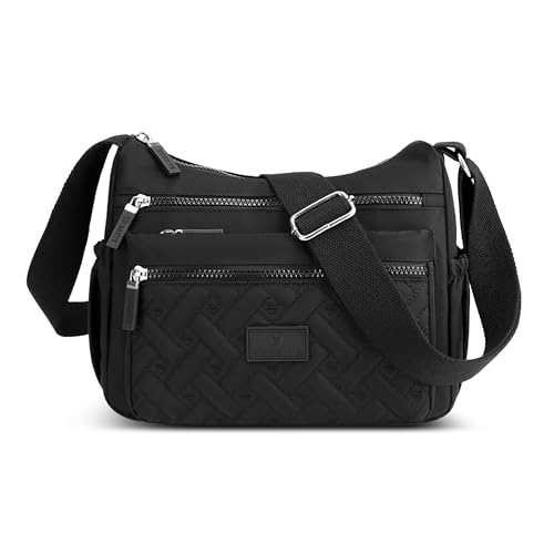 FORRICA Damen Umhängetasche Multi-Tasche Schultertasche Leicht Wasserabweisend Polyester Messenger Bag für Reisen Pendeln Schwarz FORRICA Damen Umhängetasche Multi-Tasche Schultertasche Leicht Wasserabweisend Polyester Messenger Bag für Reisen Pendeln Schwarz von FORRICA