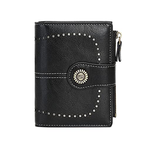 FORRICA Geldbörse Damen Kleine RFID Schutz Vintage PU Leder Brieftasche Mädchen Portemonnaie 19 Kartenfächer Schwarz von FORRICA