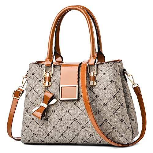 FORRICA Handtaschen Damen Bogen Anhänger Umhängetasche Mode Ahornblatt Henkeltasche Frauen Shopper Tasche PU Leder Schultertasche Gelb A von FORRICA