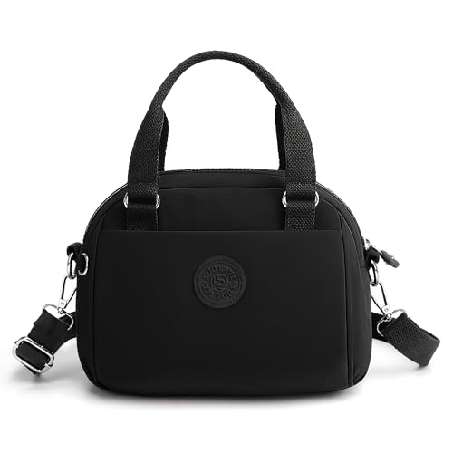 FORRICA Handtaschen Damen Freizeit Leicht Umhängetasche Frauen Crossbody Tasche Oxford Stoff Wasserdicht Damenhandtaschen Schwarz von FORRICA