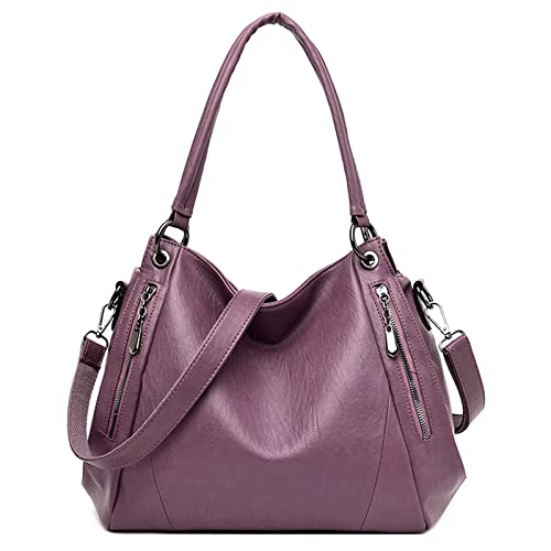 FORRICA Handtaschen Damen Mode Hobo Schultertasche PU Leder Tote Tasche Groß Frauen Umhängetasche Shopper Violett von FORRICA