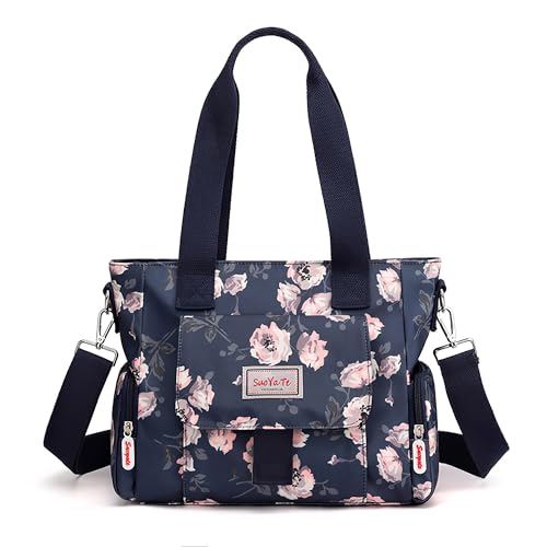 FORRICA Handtaschen Damen Shopper Umhängetasche Modemuster Groß Schultertasche Frauen Wasserdicht Handtaschen mit Mehreren Taschen Blume A von FORRICA