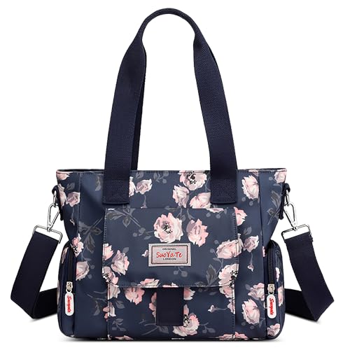 FORRICA Handtaschen Damen Shopper Umhängetasche Modemuster Groß Schultertasche Frauen Wasserdicht Handtaschen mit Mehreren Taschen Blume A von FORRICA