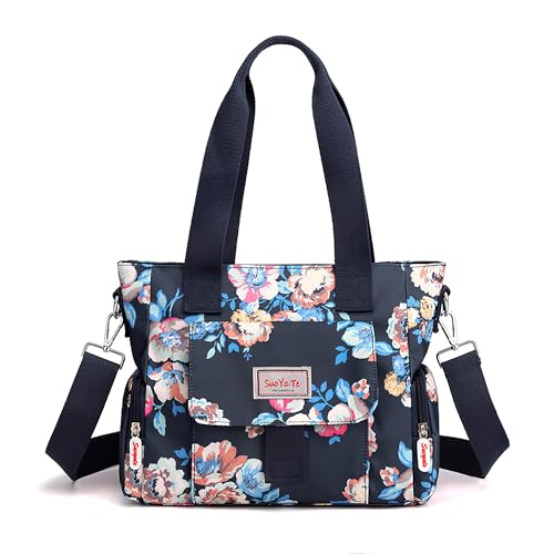 FORRICA Handtaschen Damen Shopper Umhängetasche Modemuster Groß Schultertasche Frauen Wasserdicht Handtaschen mit Mehreren Taschen Blume C von FORRICA