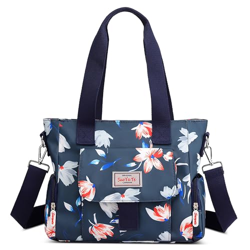 FORRICA Handtaschen Damen Shopper Umhängetasche Modemuster Groß Schultertasche Frauen Wasserdicht Handtaschen mit Mehreren Taschen Blume D von FORRICA