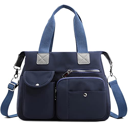 FORRICA Handtaschen Damen Umhängetasche Groß Schultertasche Frauen Weekender Tasche Oxford Tuch Wasserdicht Handtaschen Multi Taschen Arbeitstasche Blau von FORRICA