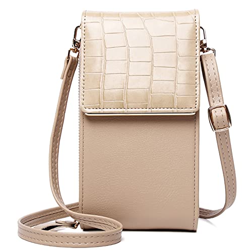 FORRICA Handy Umhängetasche Damen Handytasche Elegant Frauen Schultertasche Kleine Crossbody Tasche PU Leder Geldbörse Große Mädchen Portemonnaie Aprikose von FORRICA