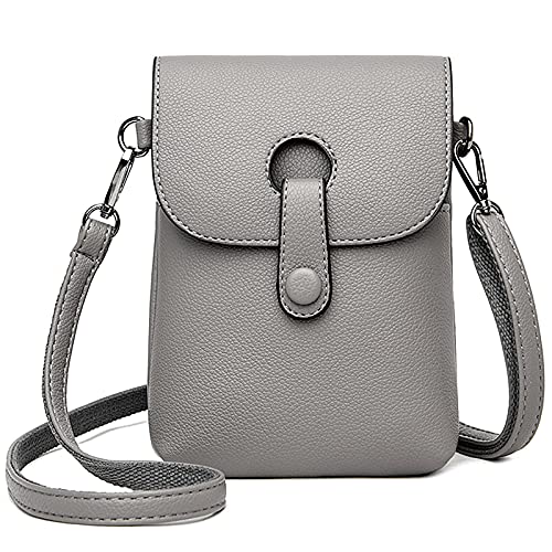 FORRICA Handy Umhängetasche Damen Handytasche Frauen Crossbody Geldbörse mit handyfach Kleine Tasche Mädchen Portemonnaie PU Leder Grau von FORRICA