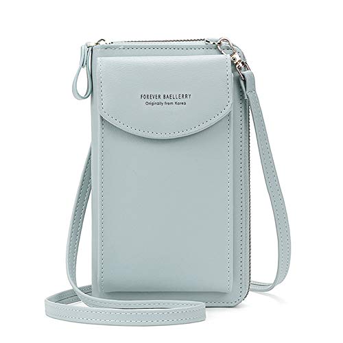 FORRICA Handy Umhängetasche Damen Leichte Geldbörse Frauen Kleine Crossbody PU Leder Schultertasche Mädchen Handytasche mit Kartenfächer Verstellbar Schultergurt Blau B von FORRICA