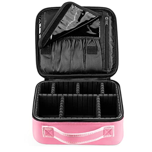 FORRICA Kosmetiktasche Damen Kosmetikkoffer Tragbar Kosmetik Organizer Travel Schminktasche Mädchen Frauen Makeup Koffer Make Up Tasche Rosa A von FORRICA