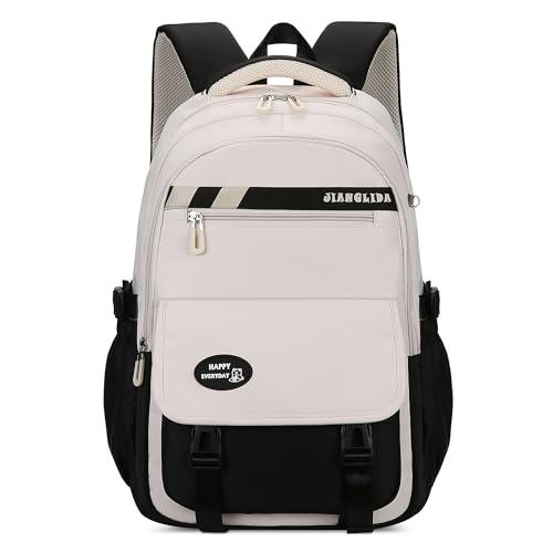 FORRICA Mädchen Schulrucksack Studenten Ranzen Groß Damen Rucksack Wasserdicht Polyester Schultaschen 15,6 Zoll Laptop Tagesrucksack Daypack für Reisen Camping Schwarz von FORRICA