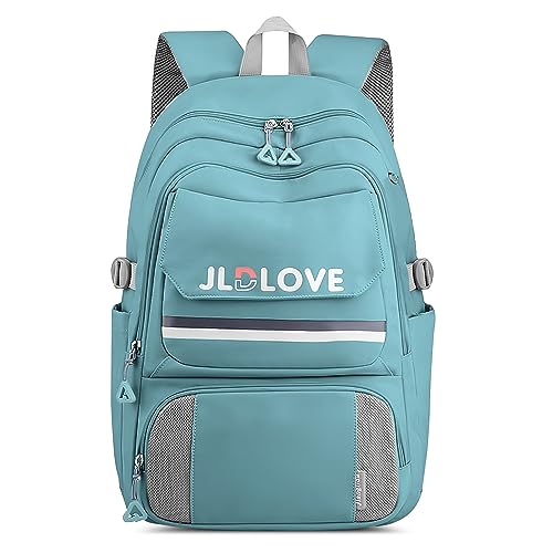 FORRICA Schulrucksack Mädchen Teenager Ranzen Groß Laptop Rucksack Damen Backpack Nylon Wasserdicht Mehrere Taschen Daypack für Reisen Geschäft Universität Grün von FORRICA