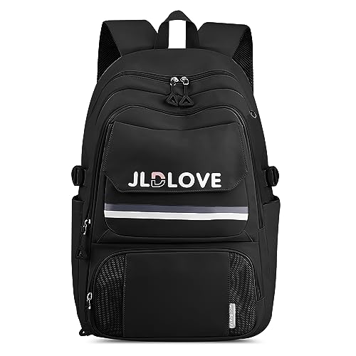 FORRICA Schulrucksack Mädchen Teenager Ranzen Groß Laptop Rucksack Damen Backpack Nylon Wasserdicht Mehrere Taschen Daypack für Reisen Geschäft Universität Schwarz von FORRICA