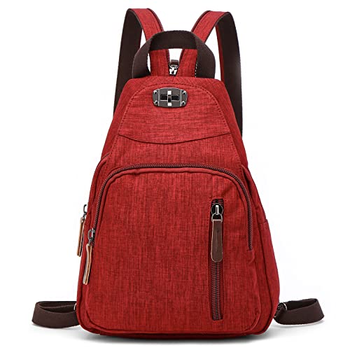 FORRICA Sling Bag Rucksack Damen Schultertasche Licht Wasserdicht Brusttasche Umhängetasche Frauen Crossbody Bag für Reisen Radfahren Sport Outdoor Rot von FORRICA