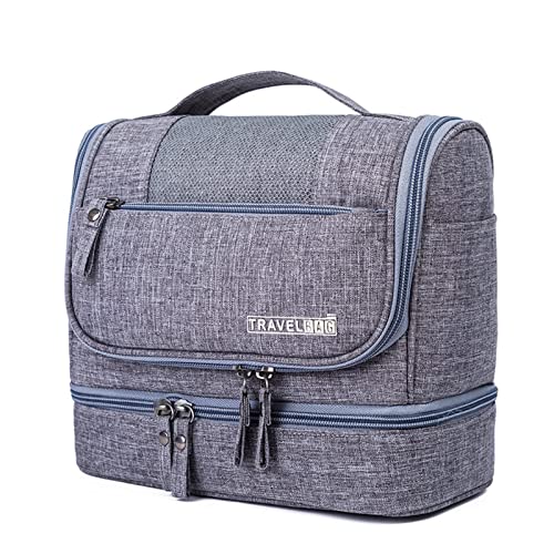 FORRICA Tragbare Kosmetiktasche Damen Herren Kulturtaschen Waschbeutel Kosmetiktasche mit Haken Schminktasche Reise Urlaub Outdoor Frauen Kulturtasche Grau von FORRICA