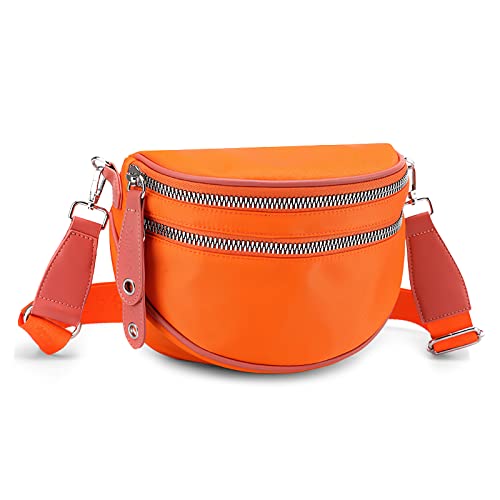 FORRICA Umhängetasche Damen Brusttasche Sling Mode Frauen Schultertaschen Kleine Crossbody Tasche wasserdichte mit Große Öffnung Orange von FORRICA