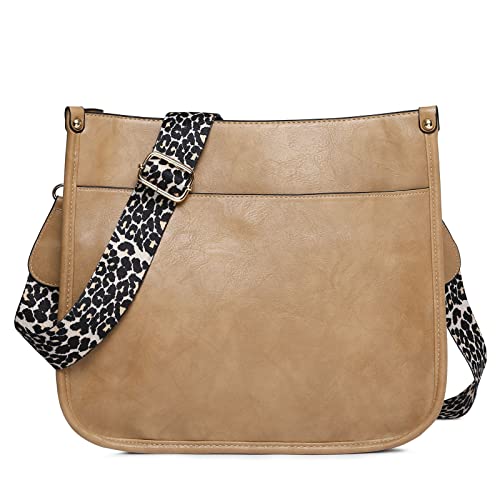 FORRICA Umhängetasche Damen Mode Schultertaschen Frauen PU Leder Crossbody Tasche Groß Leoparden Schultergurt Braun C von FORRICA