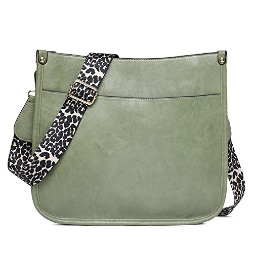 FORRICA Umhängetasche Damen Mode Schultertaschen Frauen PU Leder Crossbody Tasche Groß Leoparden Schultergurt Grün von FORRICA