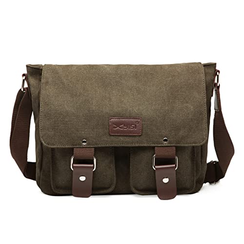 FORRICA Umhängetasche Herren Casual Schultertasche Segeltuch Kuriertasche Männer Reise Schule Messenger Bag Geschäft Arbeit Outdoor Aktentasche Grün von FORRICA