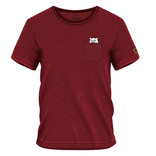 FORSBERG Fingarson T-Shirt Brusttasche mit Bär Funshirt Mittelfinger Rundhals bequem robust, Farbe:rot, Größe:3XL von FORSBERG