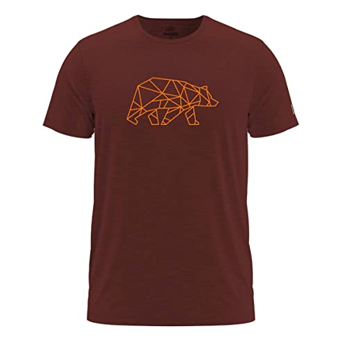 FORSBERG Finnson T-Shirt mit stylischem Bär Brustlogo Rundhals für Herren in Vier verschiedenen Farbkombinationen, Farbe:Bordeaux, Größe:4XL von FORSBERG