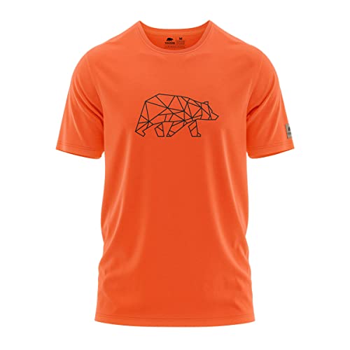 FORSBERG Finnson T-Shirt mit stylischem Bär Brustlogo Rundhals für Herren in Vier verschiedenen Farbkombinationen, Farbe:lachsorange/schwarz, Größe:XL von FORSBERG