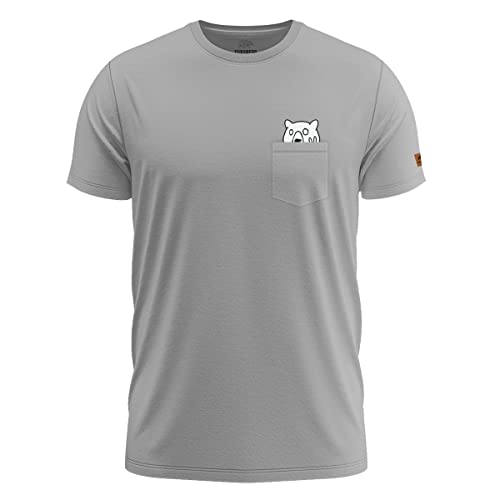 FORSBERG Fredson T-Shirt Brusttasche mit Peace Bär Funshirt Rundhals bequem robust, Farbe:grau, Größe:4XL von FORSBERG