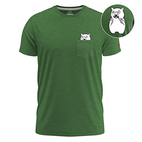 FORSBERG grünes T-Shirt Brusttasche mit vornehmem Bär Funshirt Rundhals bequem robust, Farbe:grün, Größe:3XL von FORSBERG
