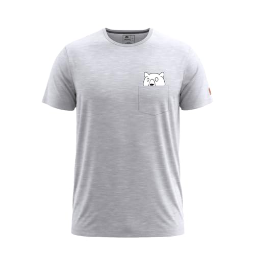 FORSBERG Halvarson T-Shirt Brusttasche mit Bär Funshirt Reingeschaut Rundhals bequem robust, Farbe:hellgrau, Größe:L von FORSBERG