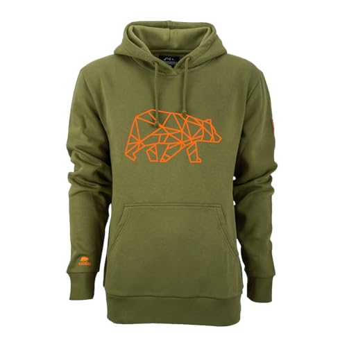 FORSBERG Pettarson Herren Hoodie mit Bärenlogo | Skandinavisch inspirierter Kapuzenpullover | All-Year Kollektion | Freizeit, Handwerk, Outdoor, Farbe:Oliv, Größe:XS von FORSBERG