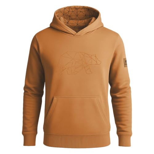 FORSBERG Hoodie mit gesticktem Polygonbär | Herren Hoodie | atmungsaktiv | Outdoor | modern | braun | Mint | hellblau | Größe nach Wahl, Farbe:braun, Größe:4XL von FORSBERG