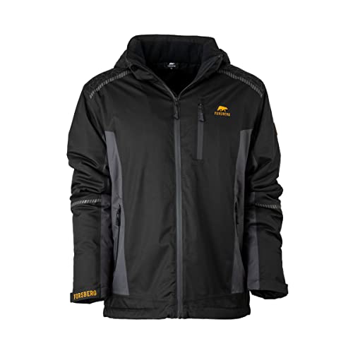 FORSBERG Kamrat wasserdichte Jacke Winterjacke Funktionsjacke Outdoorjacke Freizeitjacke warm winddicht atmungsaktiv mit abnehmbarer Kapuze, Farbe:schwarz, Größe:M von FORSBERG