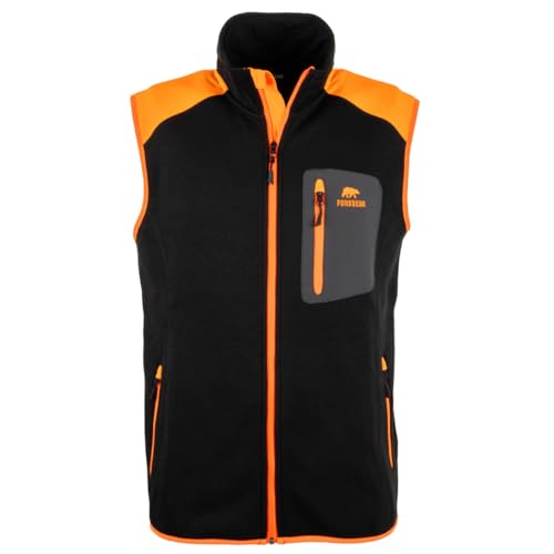 FORSBERG Lönna Forst Weste, Strickweste, Outdoorweste, Strickfleece, warm, funktionell für Freizeit und Arbeit, Farbe:schwarz/orange, Größe:XXL von FORSBERG