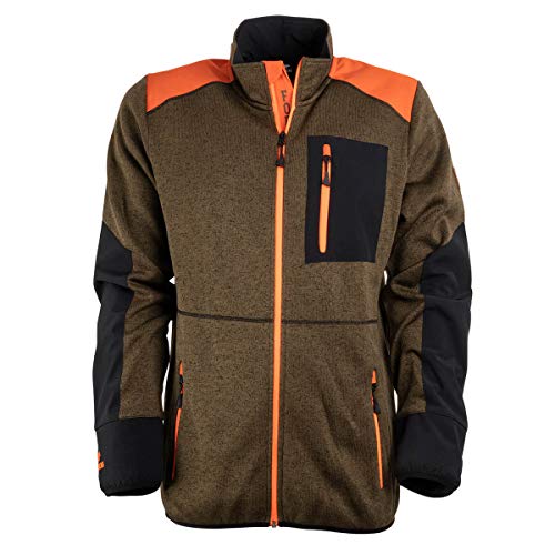 FORSBERG Strickjacke Forst Strickfleece mit Softshell Verstärkung rot neongelb gut sichtbar bequem robust hochwertig, Farbe:grün/orange, Größe:S von FORSBERG